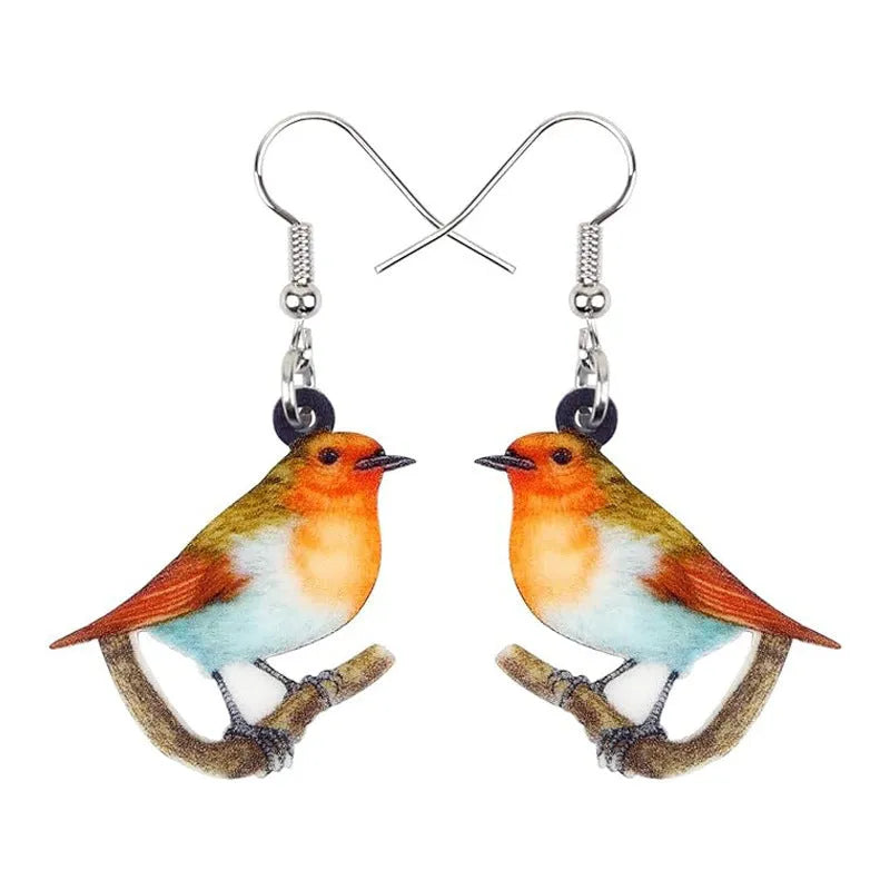 Blue Titmouse geometric acrylic pendant earrings with snake design elements in two colour options.