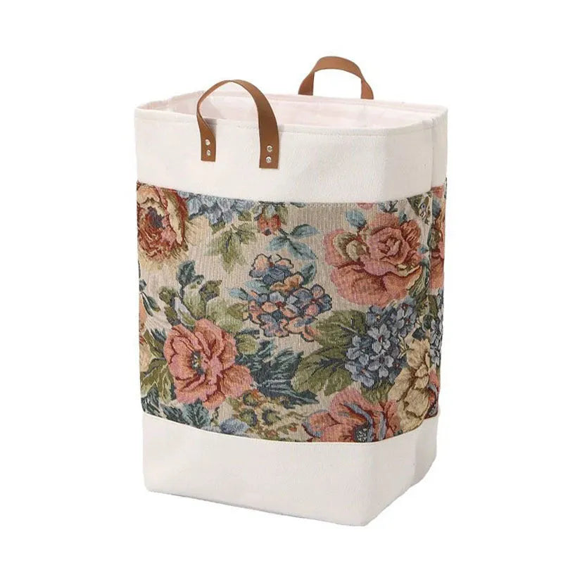 Fabric storage box in rich peony colour with dimensions 35x35x55cm for clothes and quilt organisation