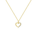 Sterling silver hollow heart necklace with regular chain in silver tone