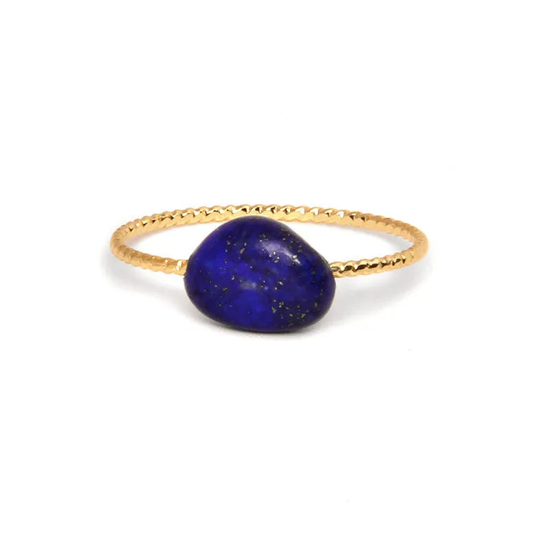Geometric-shaped coloured agate ring for women with a polished stone finish, showing niche design details.