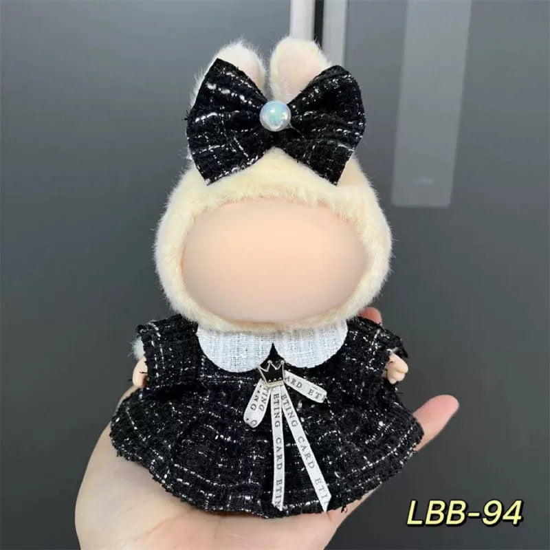 Plastic doll costume for a 17cm tall vinyl fashion figurine on a white background.