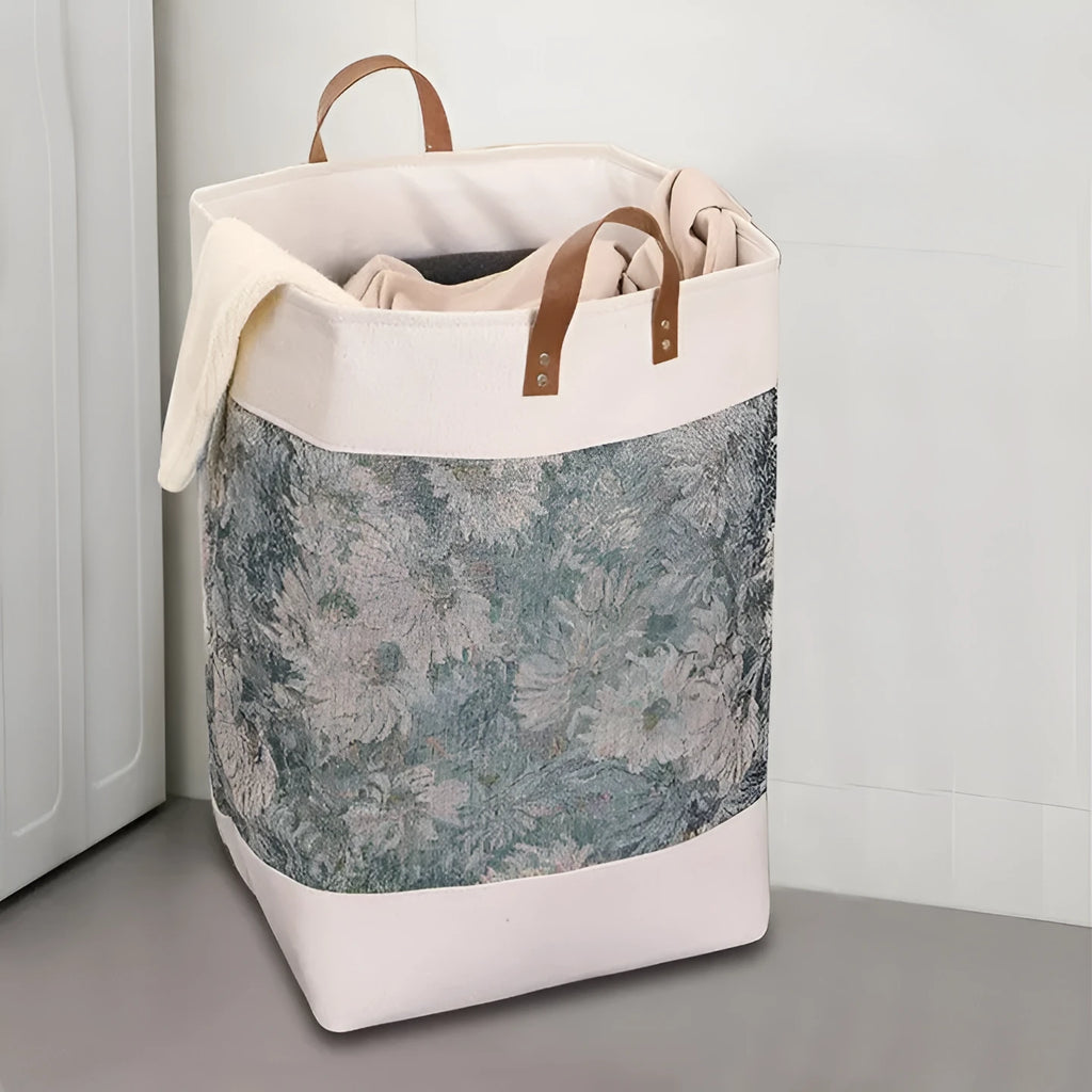 Fabric storage box in rich peony colour with dimensions 35x35x55cm for clothes and quilt organisation