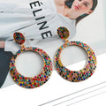 Coloured metal diamond cartoon style round pendant earrings for women
