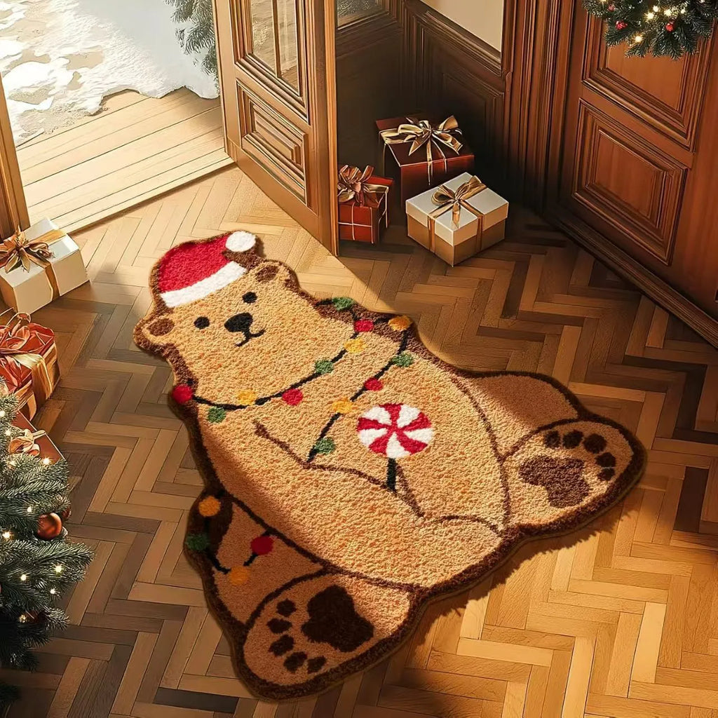 Christmas geometric pattern hallway mat with non-slip backing in multiple size options