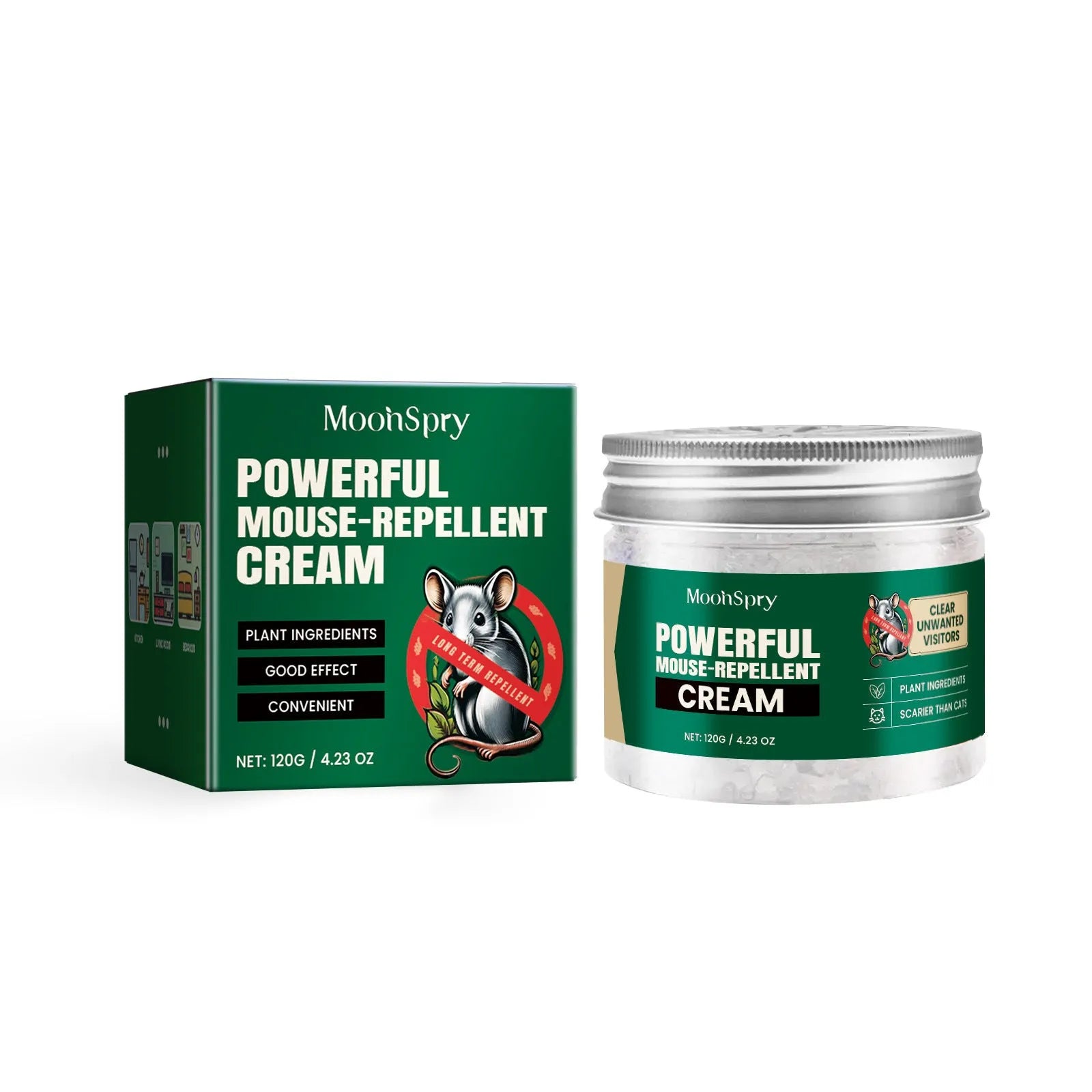 60ml bottle of natural rat repellent spray with clove, peppermint, and camphor oils
