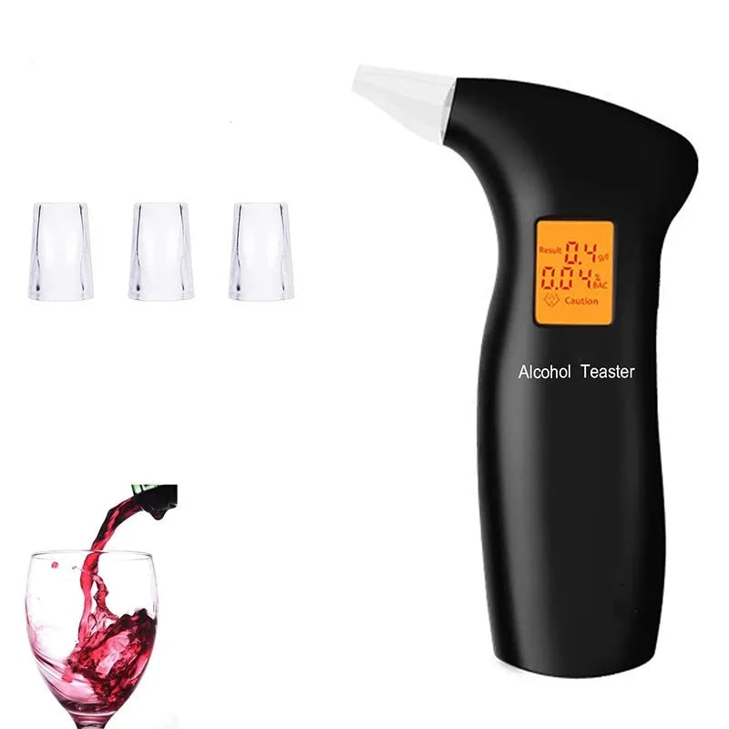 Portable orange breath alcohol tester with replaceable mouthpieces for driver safety