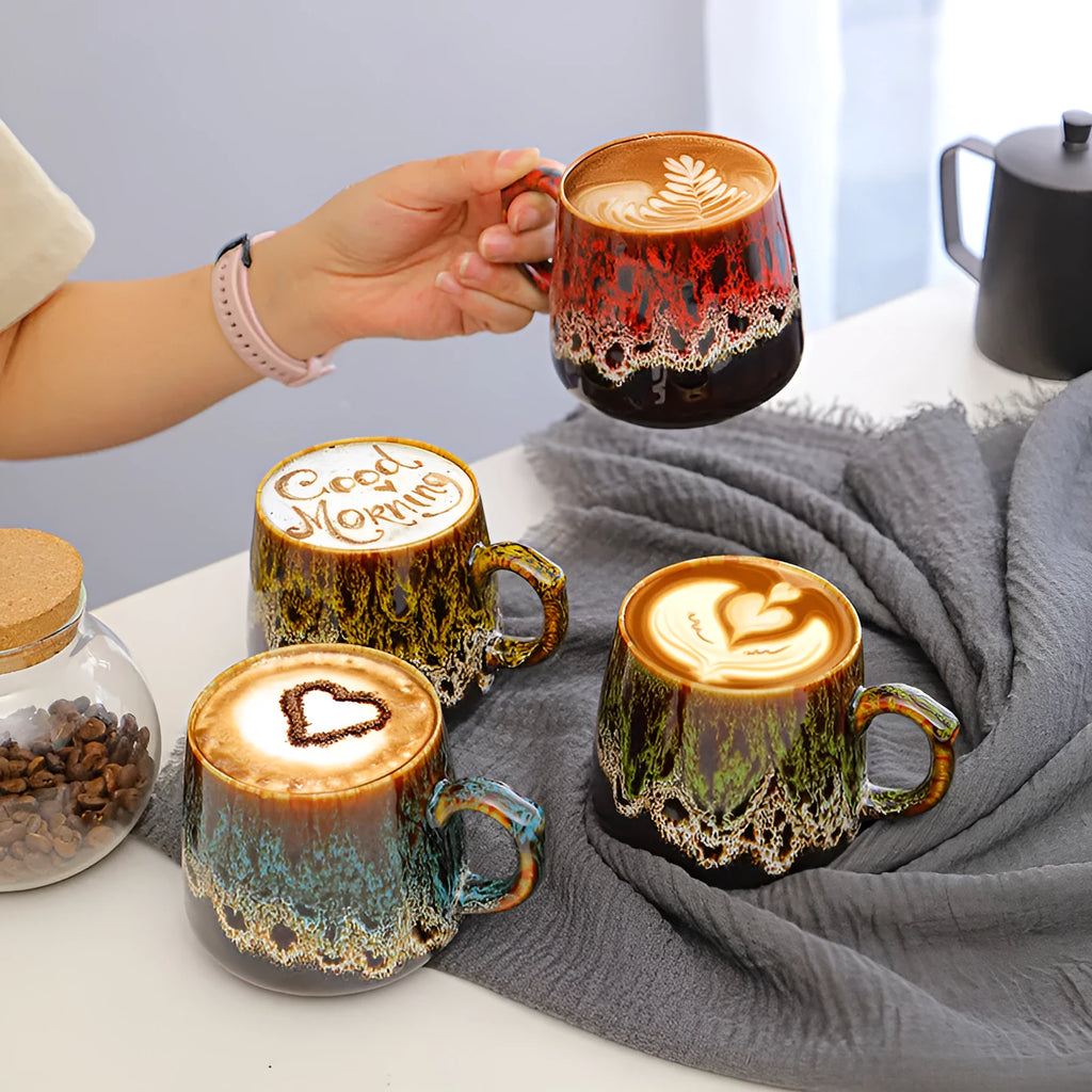 Creative large-capacity retro style water cup and coffee mug, 8.5cm tall