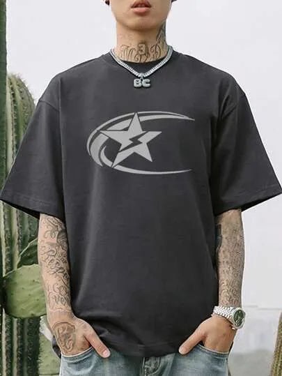Men's casual cotton T-shirt in Japanese retro style with short sleeves in solid colour options