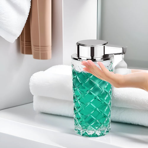 Automatic soap dispenser with silver-plated PET housing and USB Type-C charging port