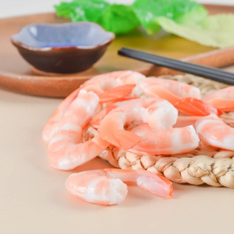 White simulation shrimp keychain pendant with door buckle, made from PVC.