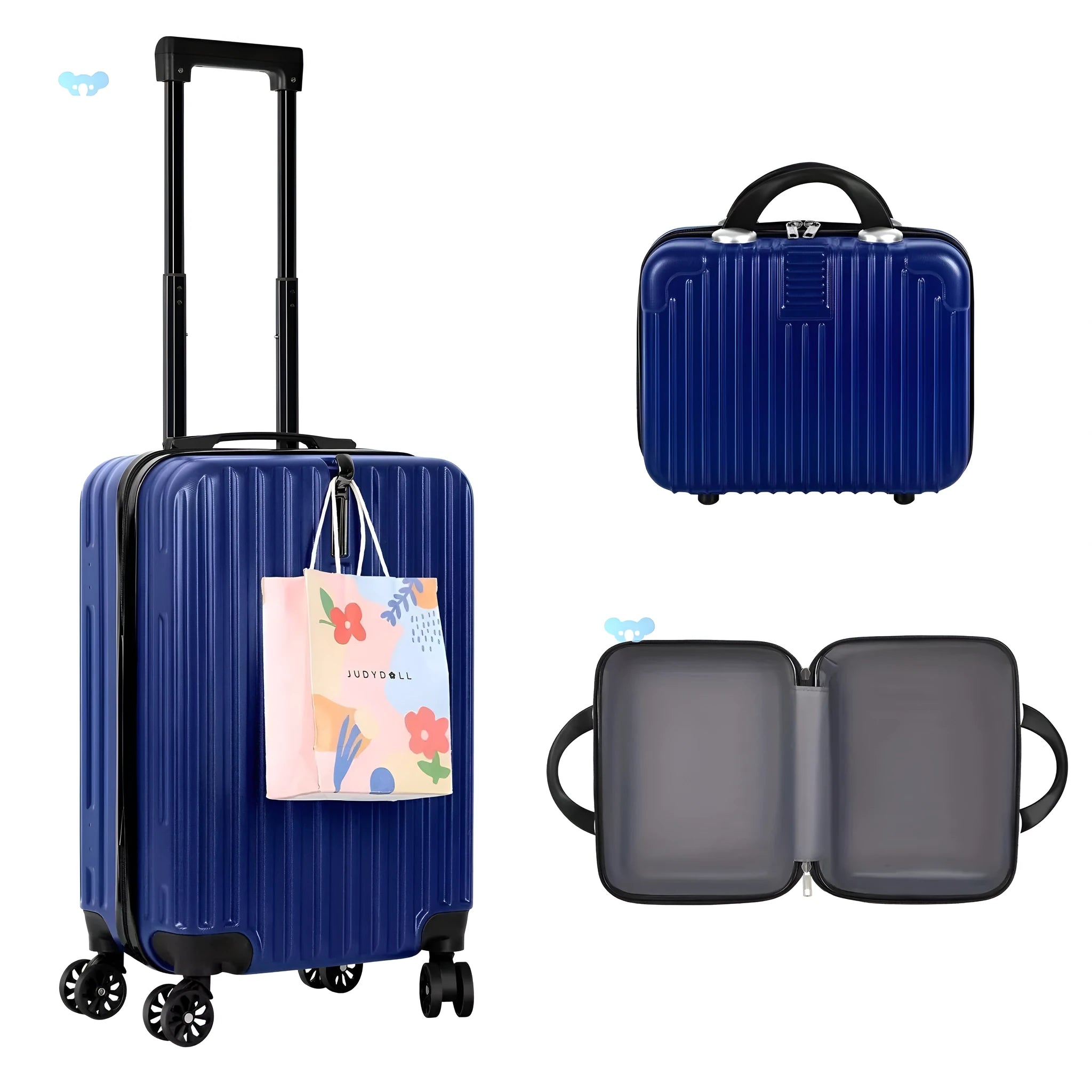 Two aluminium alloy travel trunks, sizes 14 inch and 20 inch, in a light towel colour.