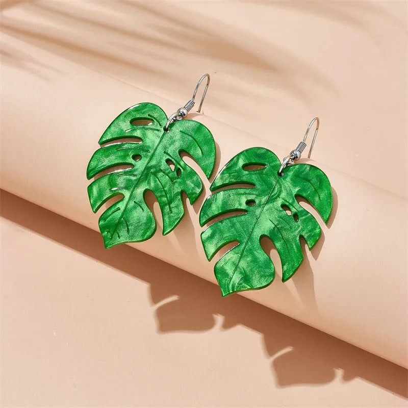 Summer earrings with coconut and jackfruit acrylic charms on alloy hooks in five colour variations