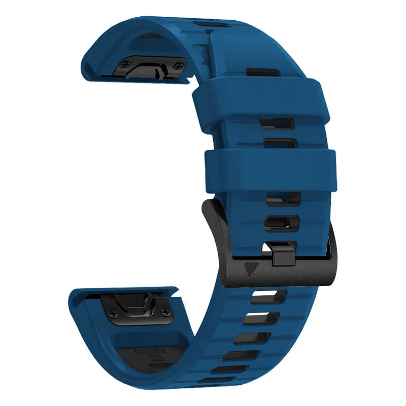 Fenix87pro6 two-colour quick release silicone watch strap for Garmin Fenix models in Army Green Black.
