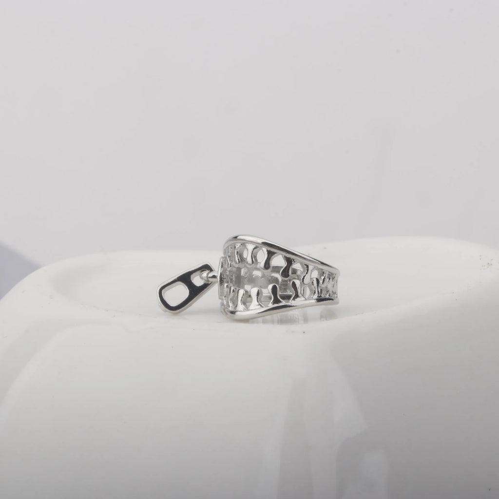 Copper geometric zipper ear clips with linear design and bone clip fastening in colour ES862