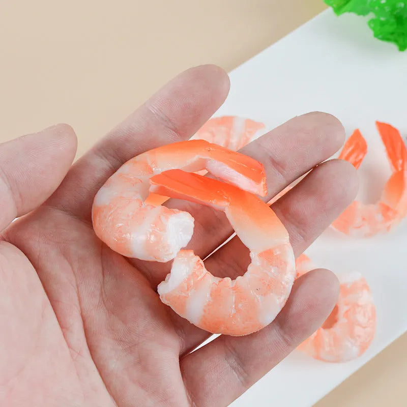 White simulation shrimp keychain pendant with door buckle, made from PVC.