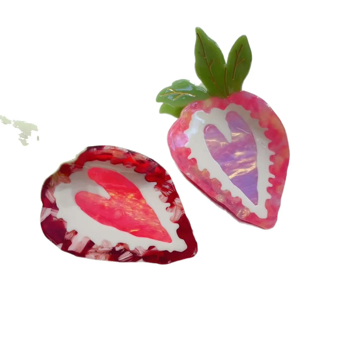 Strawberry hairpin for girls in red or pink colour with handmade pastoral style