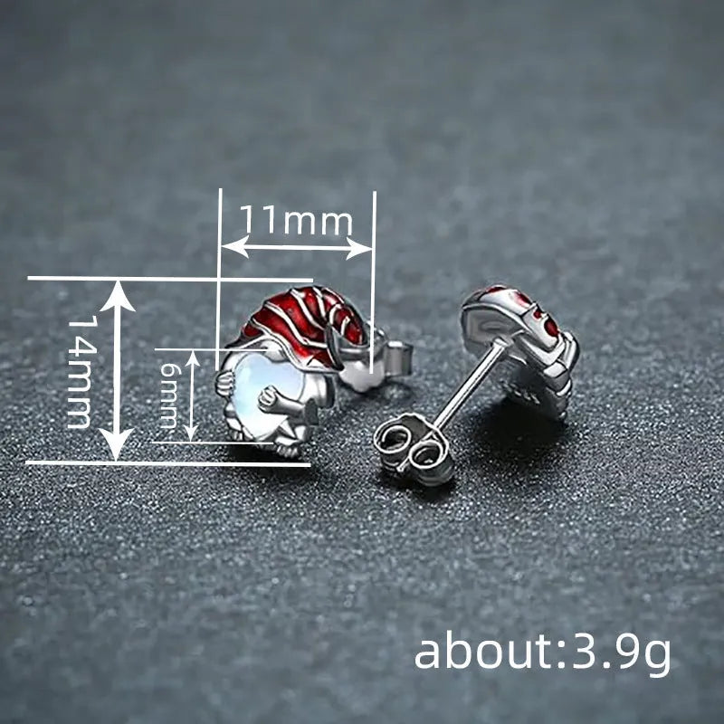 Women's copper heart-shaped earrings with a detailed Santa Claus design in white gold colour.