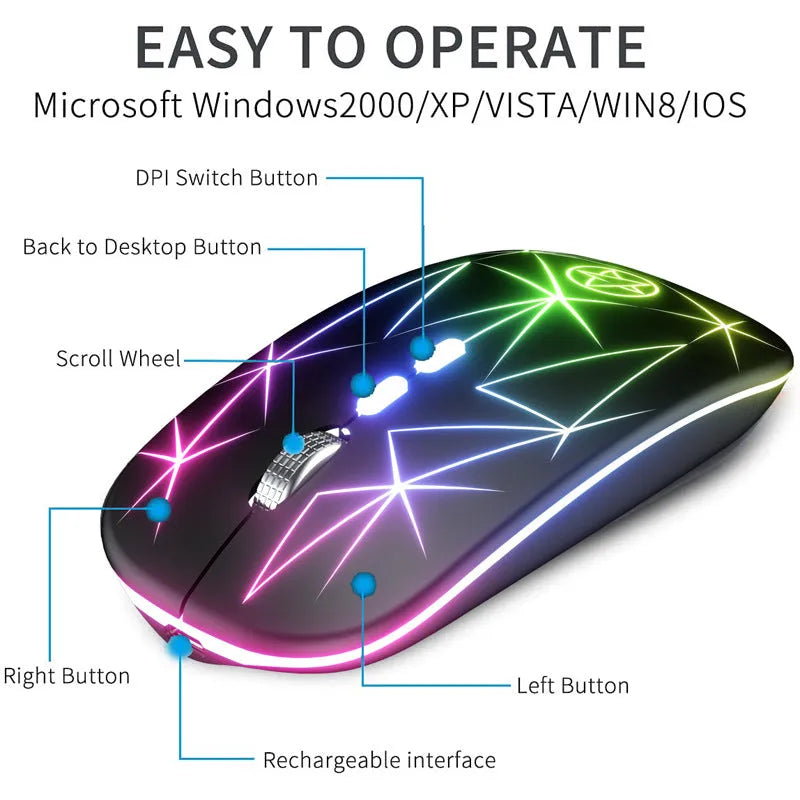 Star black dual-mode Bluetooth wireless mouse with metal roller wheel and 5 buttons