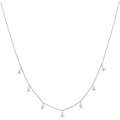 Women's silver drop-shaped artificial zircon necklace with adjustable 41-50cm chain on jewellery display