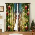 Pair of 3D digitally printed Christmas curtains in European style design on polyester fabric