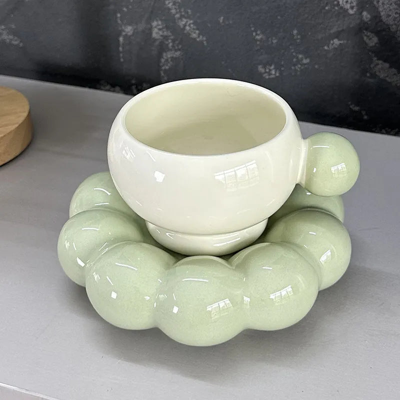 Ceramic coffee cup and dish set in Nordic simple style, 250ml capacity, high temperature resistant.