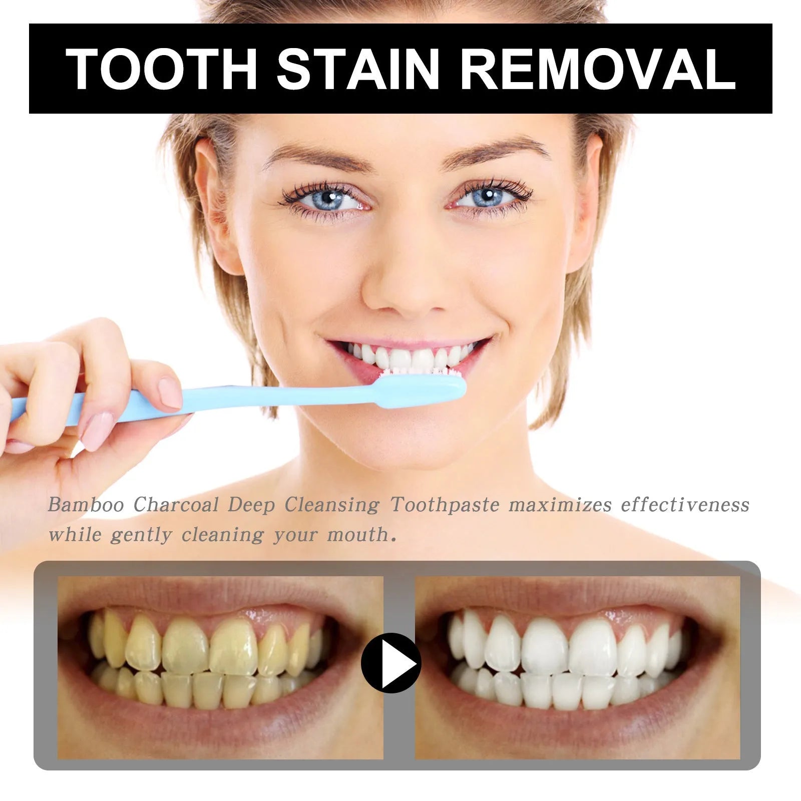 30ml tube of bamboo charcoal bright white stain removing toothpaste