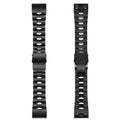 Garmin Fenix metal watch strap replacement in silver, black, and titanium colours showing 22mm and 26mm width options