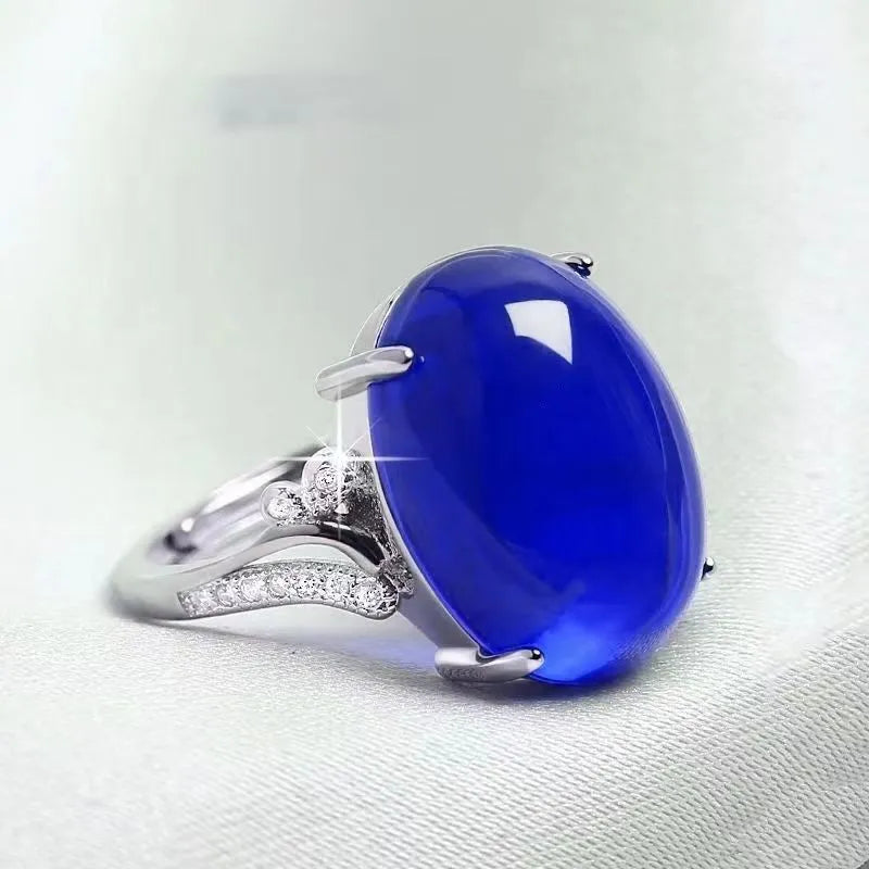 Women's adjustable natural sapphire ring in geometric design with five colour options