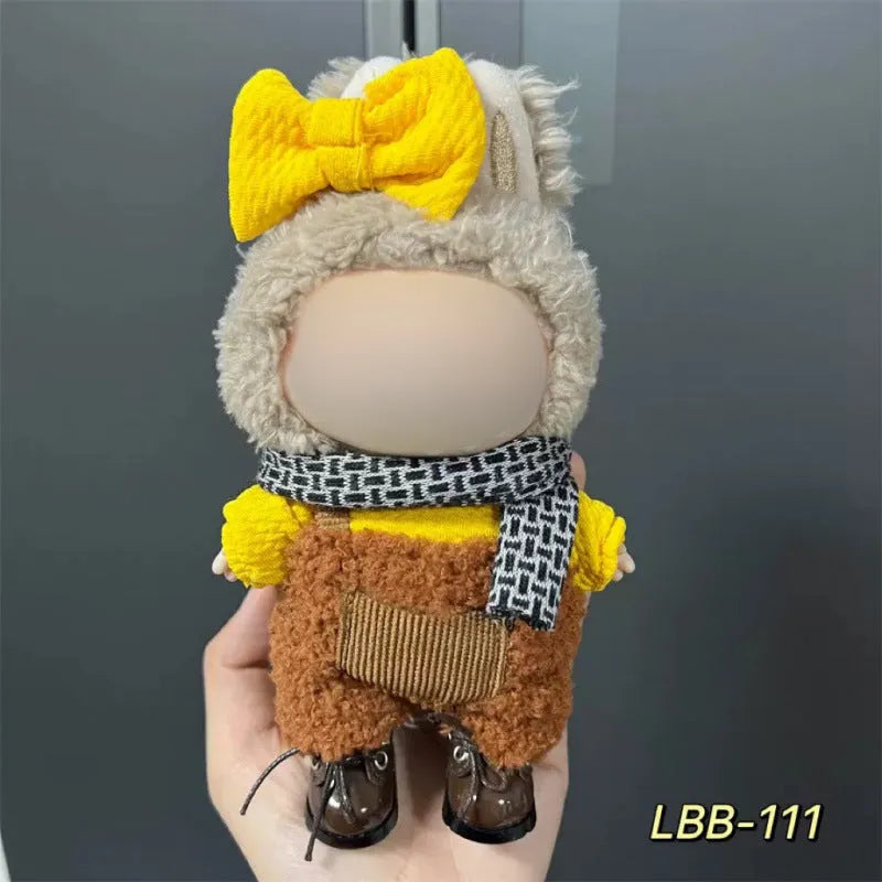 Plastic doll costume for a 17cm tall vinyl fashion figurine on a white background.