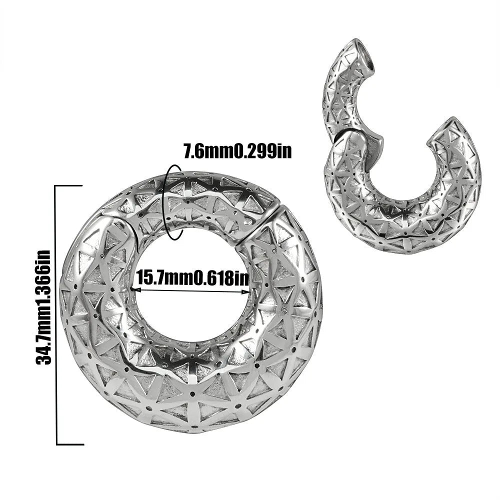 Stainless steel fashion earrings with totem pattern design in electroplated colours