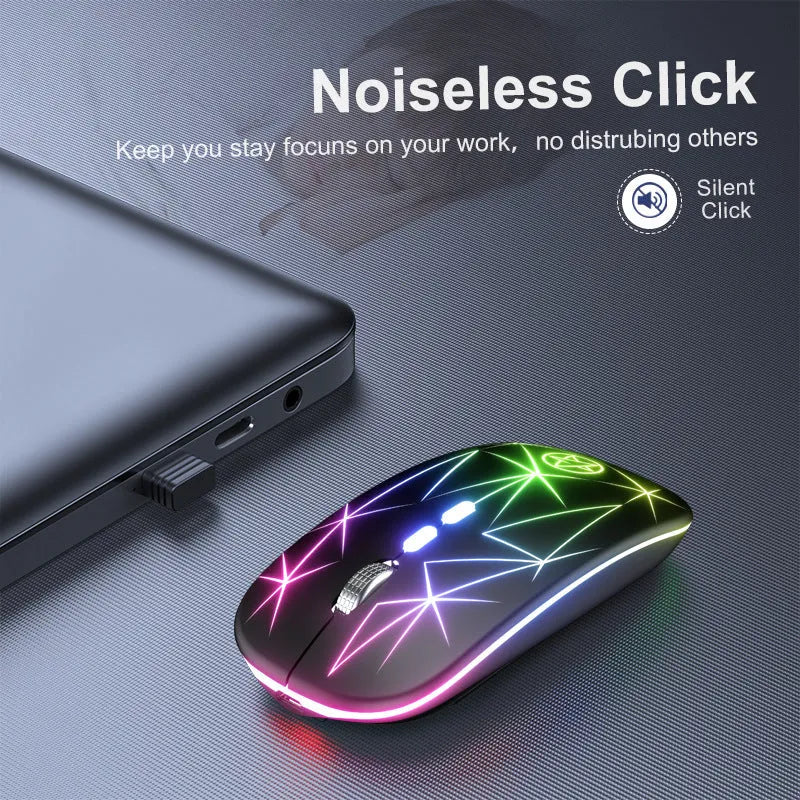 Star black dual-mode Bluetooth wireless mouse with metal roller wheel and 5 buttons