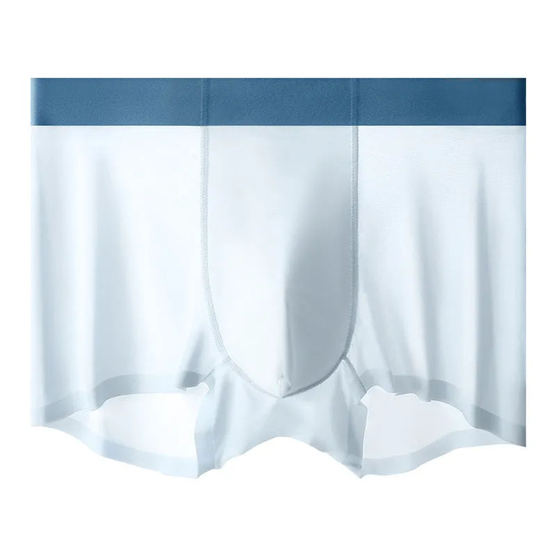 Men's ice silk shorts in bean green colour with seamless mid waist design.