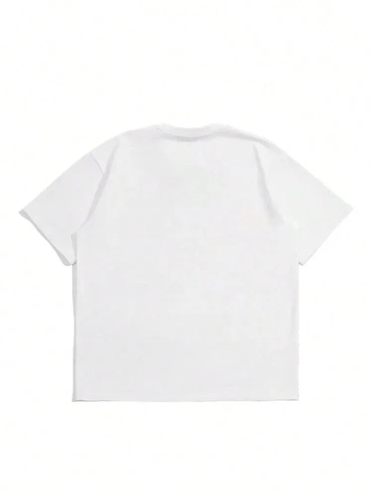 Men's casual cotton T-shirt in Japanese retro style with short sleeves in solid colour options