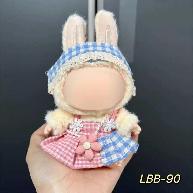 Plastic doll costume for a 17cm tall vinyl fashion figurine on a white background.