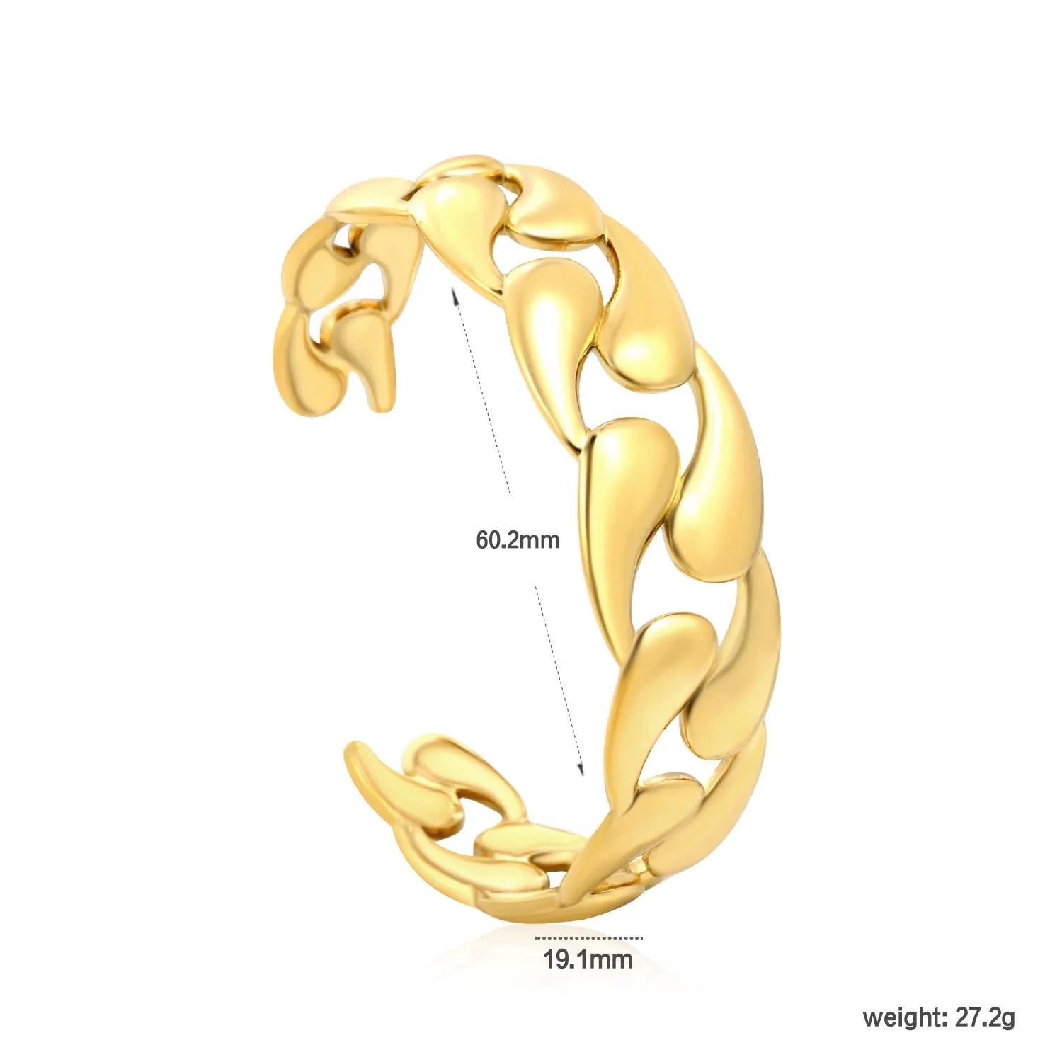 Stainless steel alloy bracelet in gold, rose gold, and silver tone colour options.