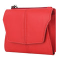 Cowhide genuine leather coin purse with stitching details and lock in retro style