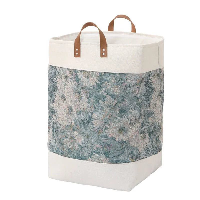 Fabric storage box in rich peony colour with dimensions 35x35x55cm for clothes and quilt organisation