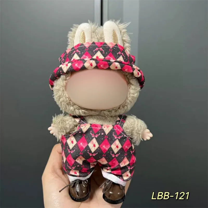 Plastic doll costume for a 17cm tall vinyl fashion figurine on a white background.