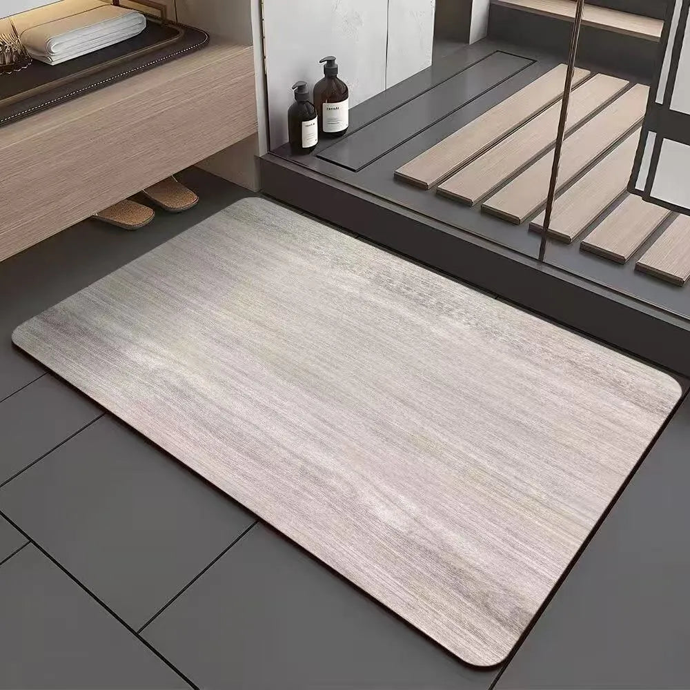 American style wood grain patterned diatom ooze bathroom floor mat in square shape