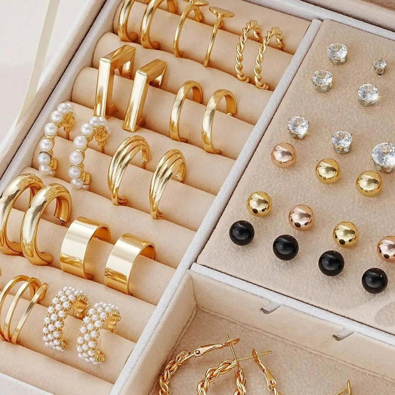 108-piece gold and yellow geometric alloy earrings combination set for women