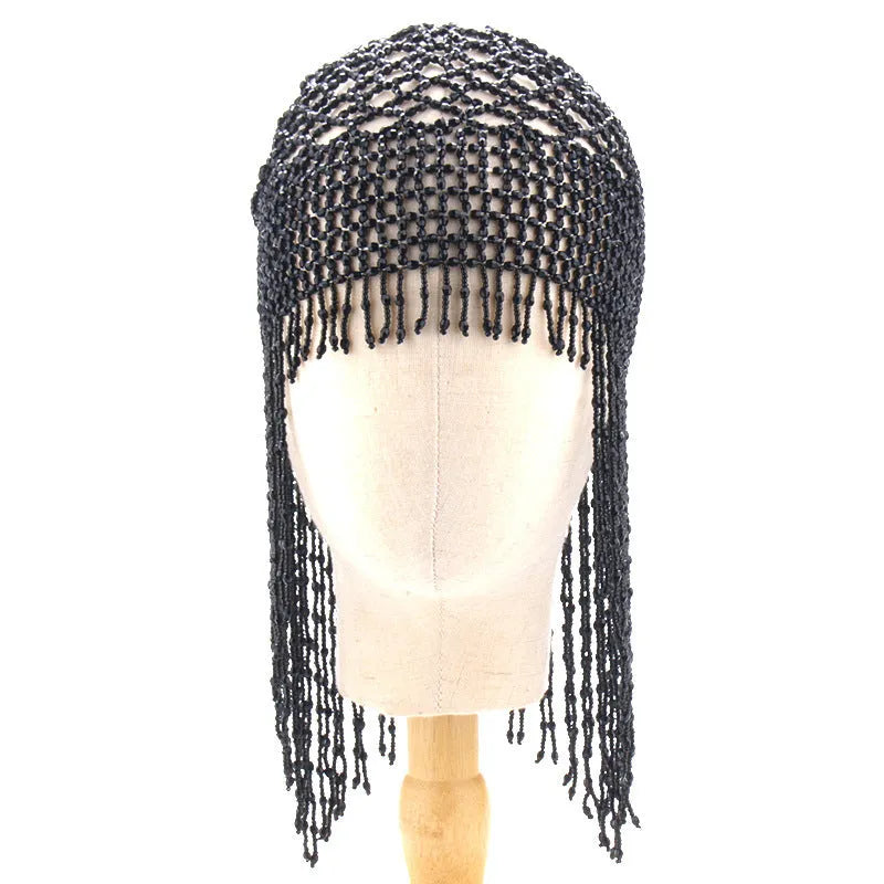 Handmade beaded belly dance hair ornament with alloy construction and tassel decoration