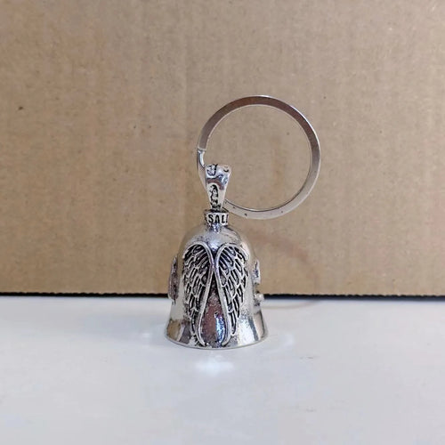 Vintage-style angel feather keychain and necklace set with electroplated finish