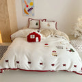 Winter Christmas bed sheet four-piece set with girl's heart cartoon design in polyester fabric