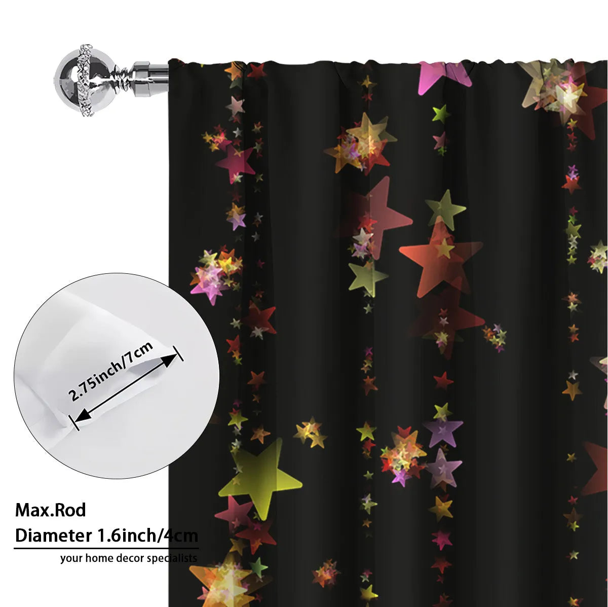 Pair of 3D digitally printed Christmas curtains in European style design on polyester fabric