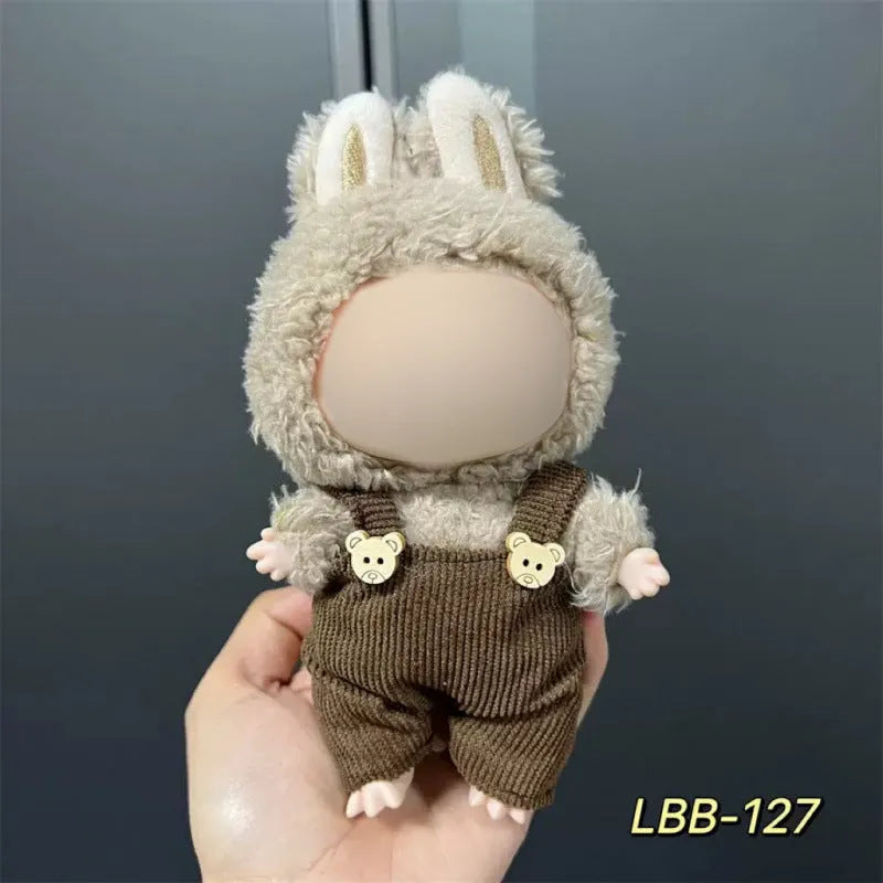 Plastic doll costume for a 17cm tall vinyl fashion figurine on a white background.