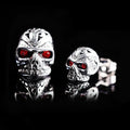 Red eye ghost head skull stud earrings with retro design and alloy construction