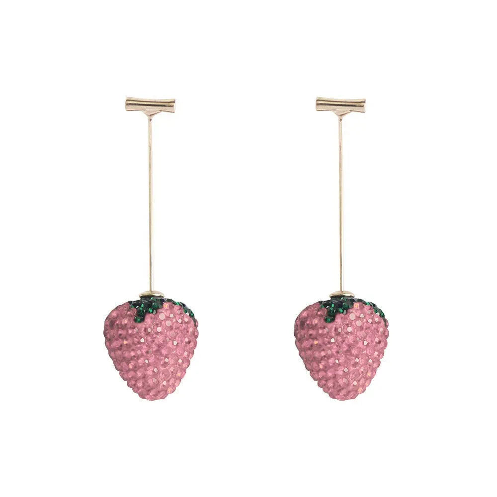 Geometric strawberry earrings with spot drill texture in C659 red zinc alloy