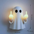 White Halloween ghost night lamp with cute statue design on black background