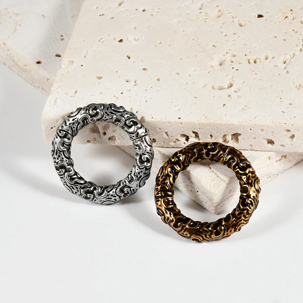 Stainless steel fashion earrings with totem pattern design in electroplated colours