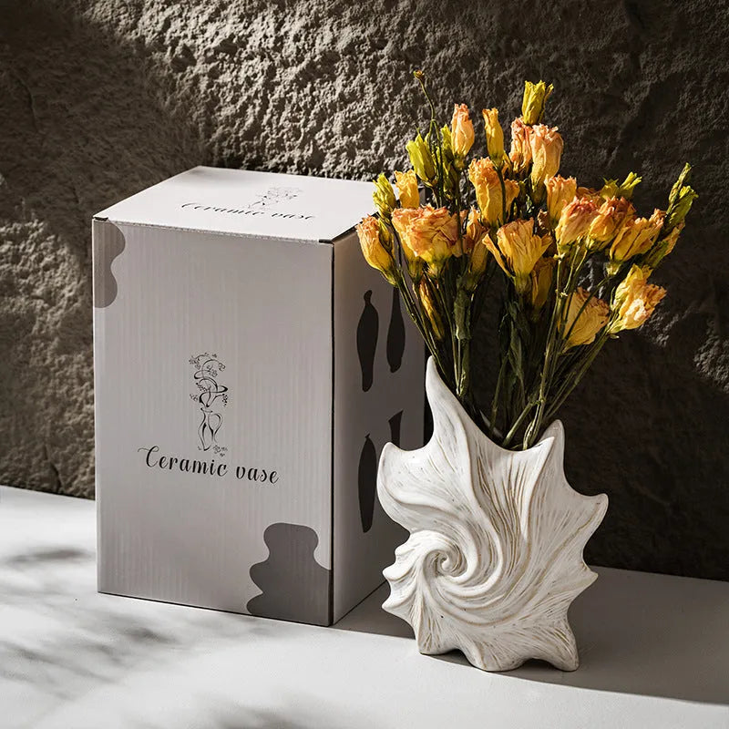 French art ceramic vase with coloured glaze finish in retro European decorative style